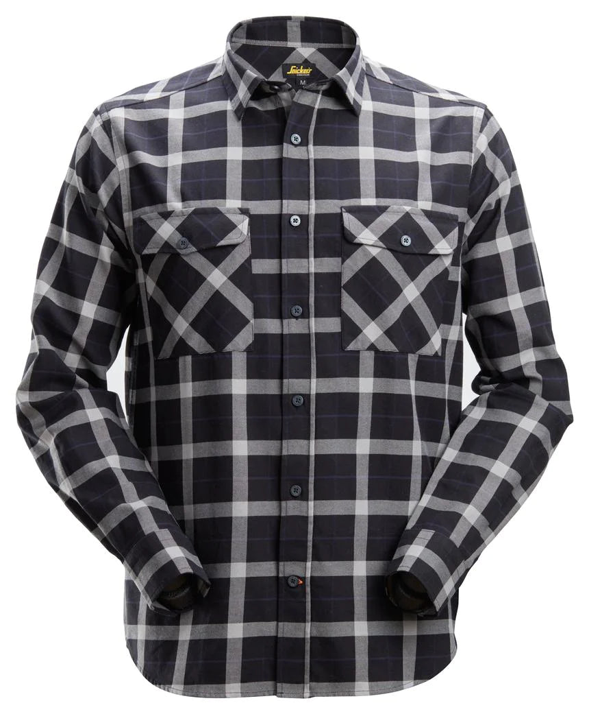 Snickers Workwear 8516 AllroundWork Flannel Checked Shirt - Ash/Chili Red