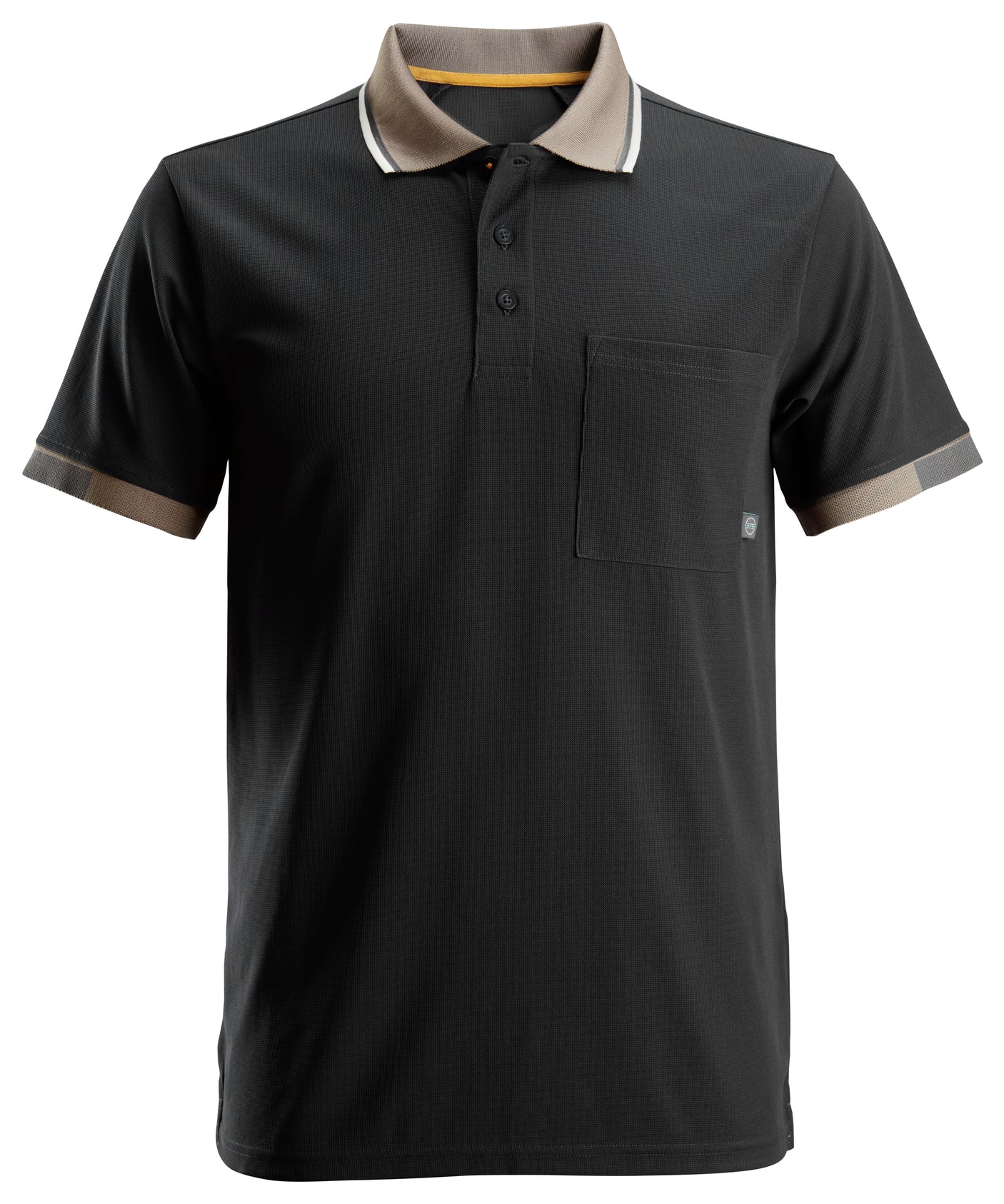 Front view of Snickers U2724 AllroundWork 37.5 cooling polo shirt in black
