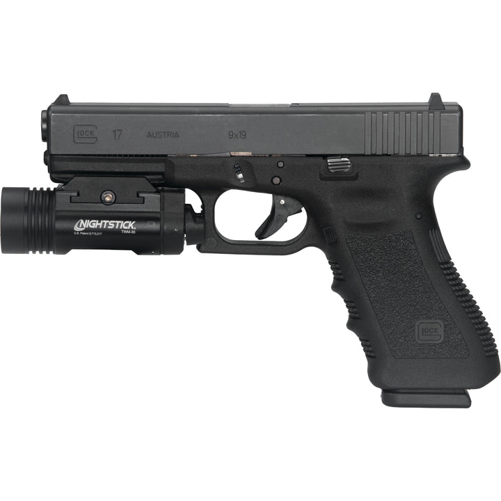 Nightstick Full Size Handgun Light w/programmable Strobe & Battery Safe Mode | 2 CR123 | Black