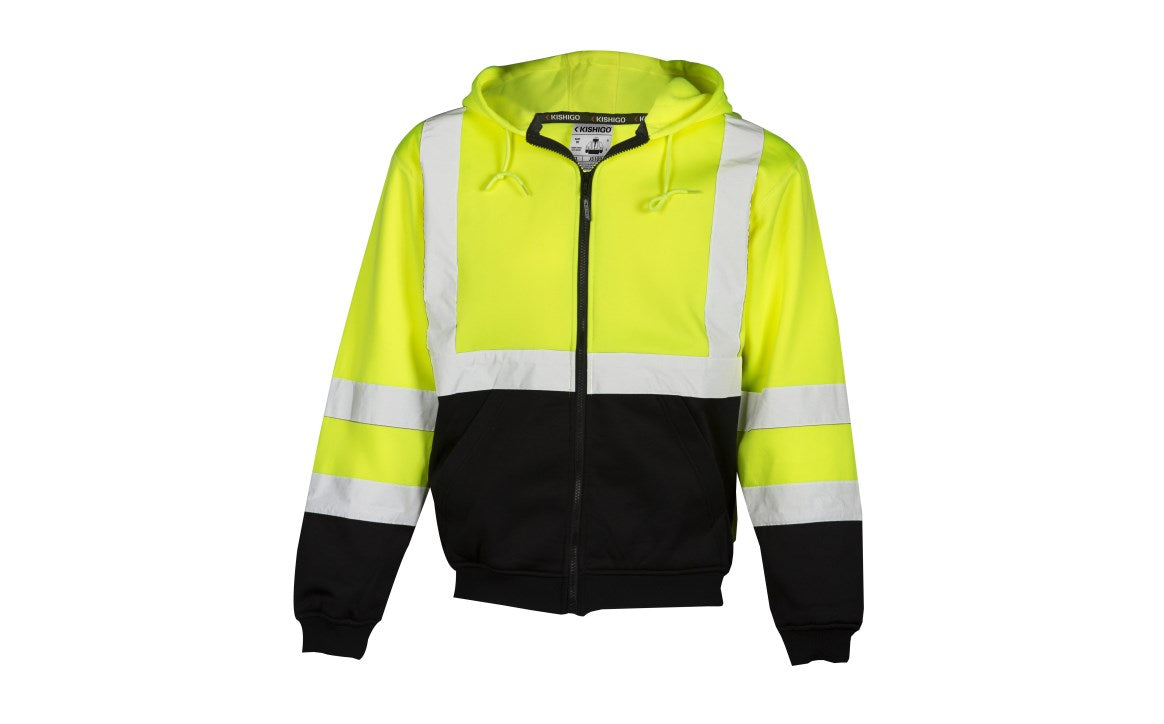 Kishigo JS102 Full Zip Hoodie Sweatshirt | Lime | L