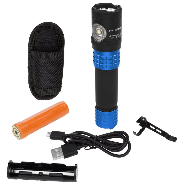 Nightstick USB Dual-Light Tactical Flashlight w/Holster | Li-Ion | Blue