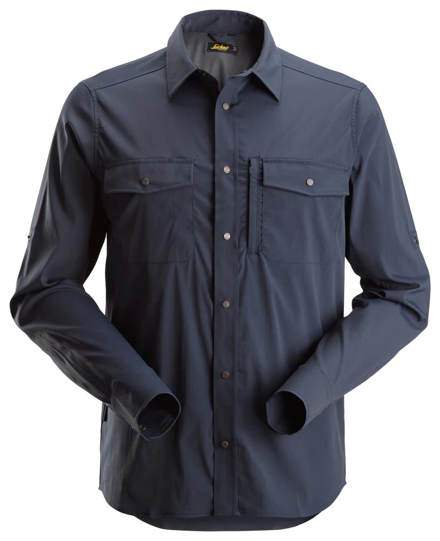 Snickers 8521 LiteWork Stretch Wicking Long Sleeve Shirt | Navy