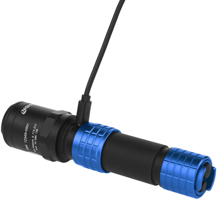 Nightstick USB Dual-Light Tactical Flashlight w/Holster | Li-Ion | Blue