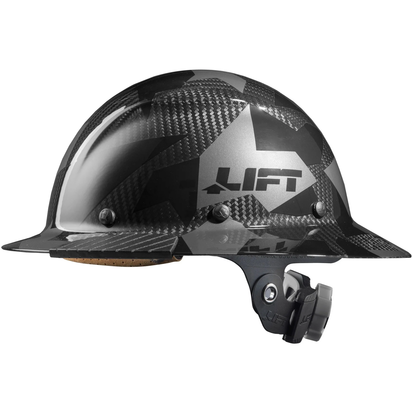 LIFT Safety DAX Carbon Fiber Full Brim Hard Hat featuring a hand-laid reinforced resin shell
