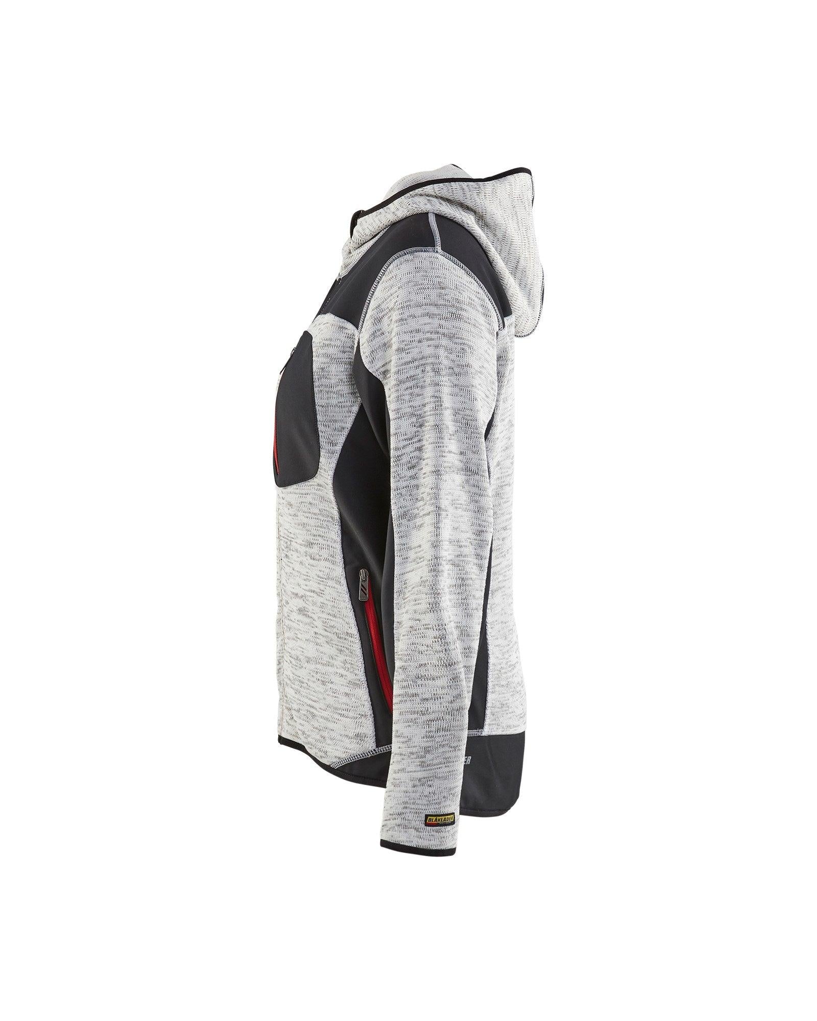 Blaklader 4931 Women's Knitted Hoodie Jacket - Grey Melange/Black/Red - Trusted Gear Company LLC