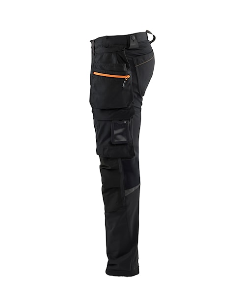 Blaklader 1622 4-Way Stretch Pants with Detachable Utility Pockets - Black/Orange