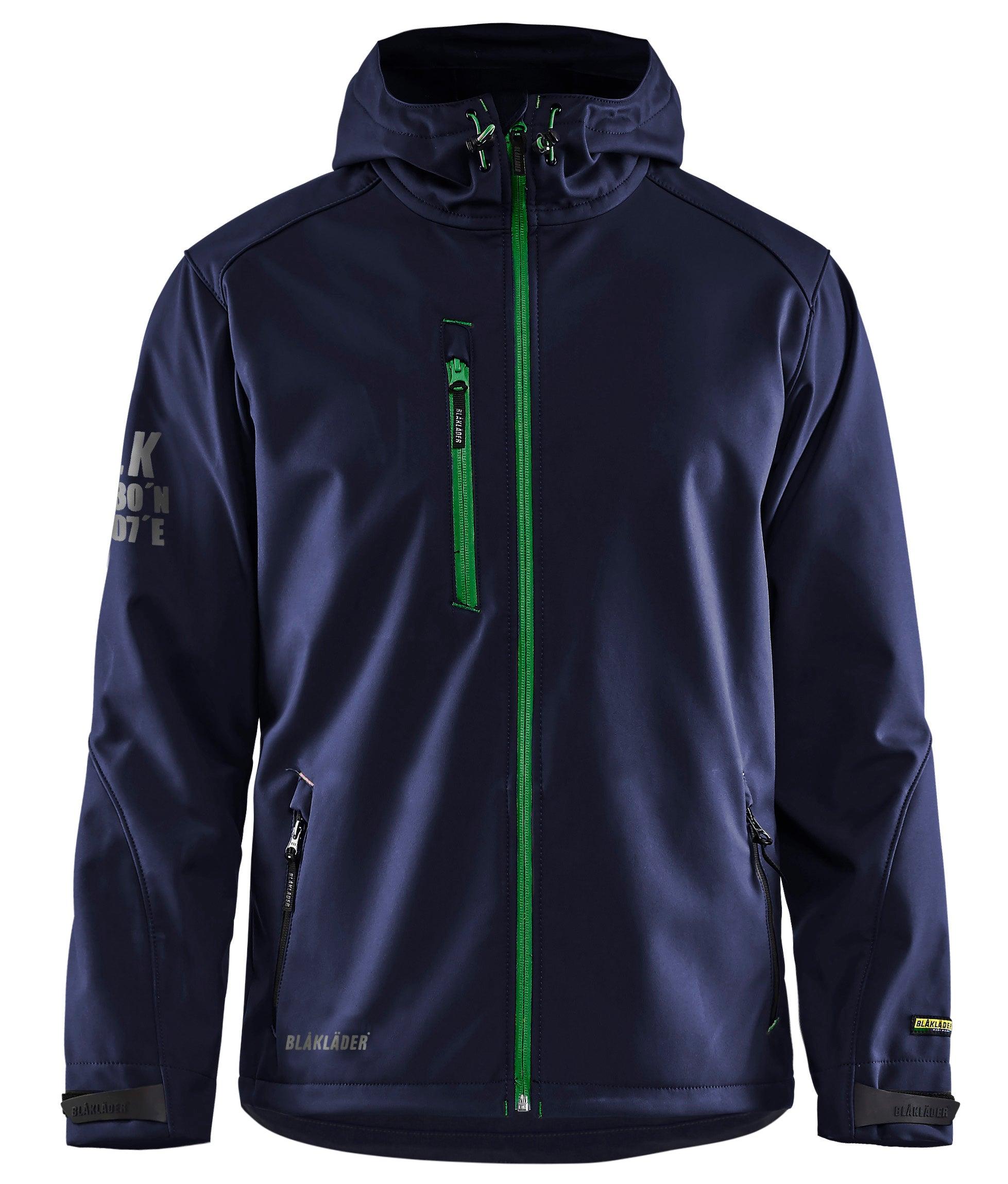 Blaklader 4939 Hooded Water-Resistant Pro Softshell - Navy Blue/Green - Trusted Gear Company LLC