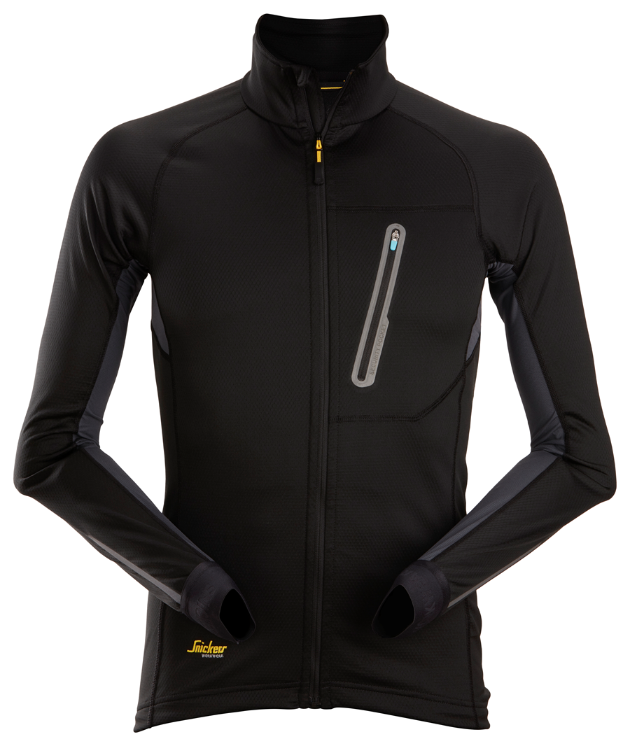 Snickers Workwear U9448 LiteWork Full Zip Mid-layer - Black/Steel Grey