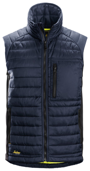 Front view of Snickers U4512 AllroundWork 37.5 Insulator Vest in a streamlined fit
