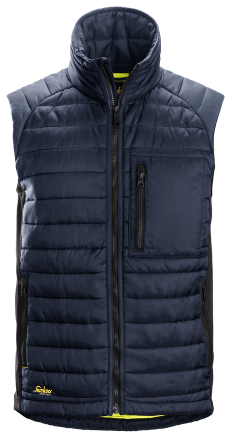 Front view of Snickers U4512 AllroundWork 37.5 Insulator Vest in a streamlined fit