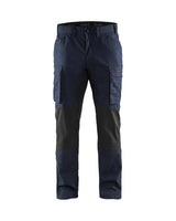 Front view of Blaklader lightweight service pants with stretch showing the elastic waistline and D-ring.