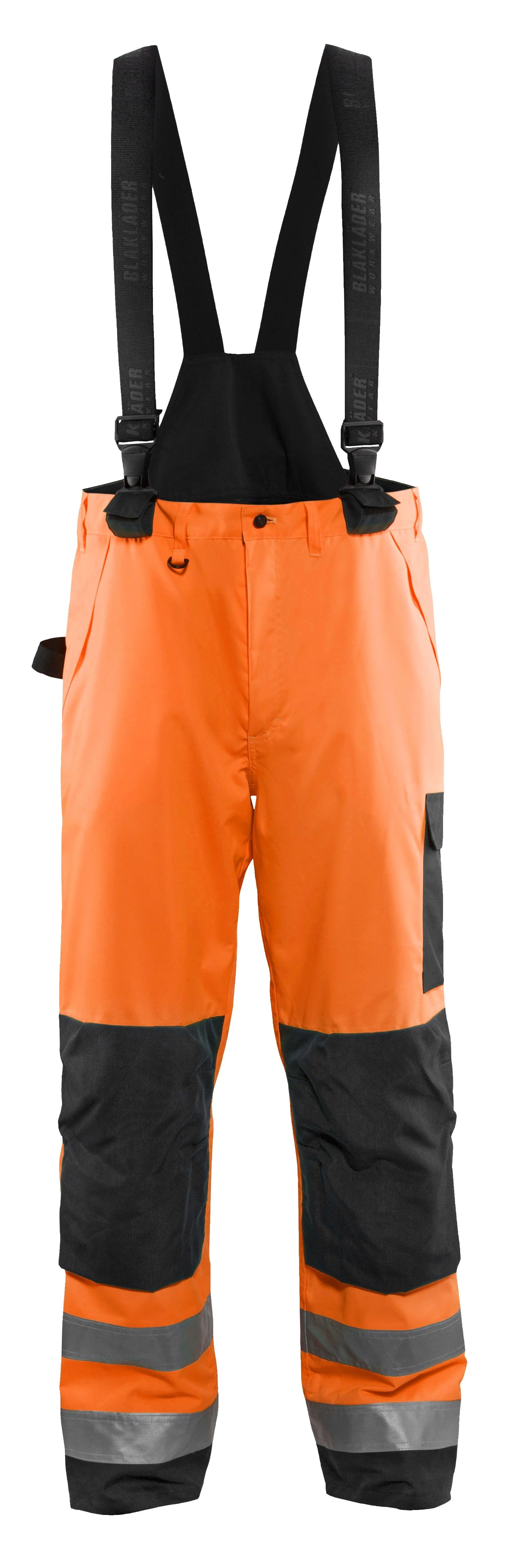 Blaklader 1685 Hi-Vis Waterproof Shell Pants - Orange Hi-Vis/Black