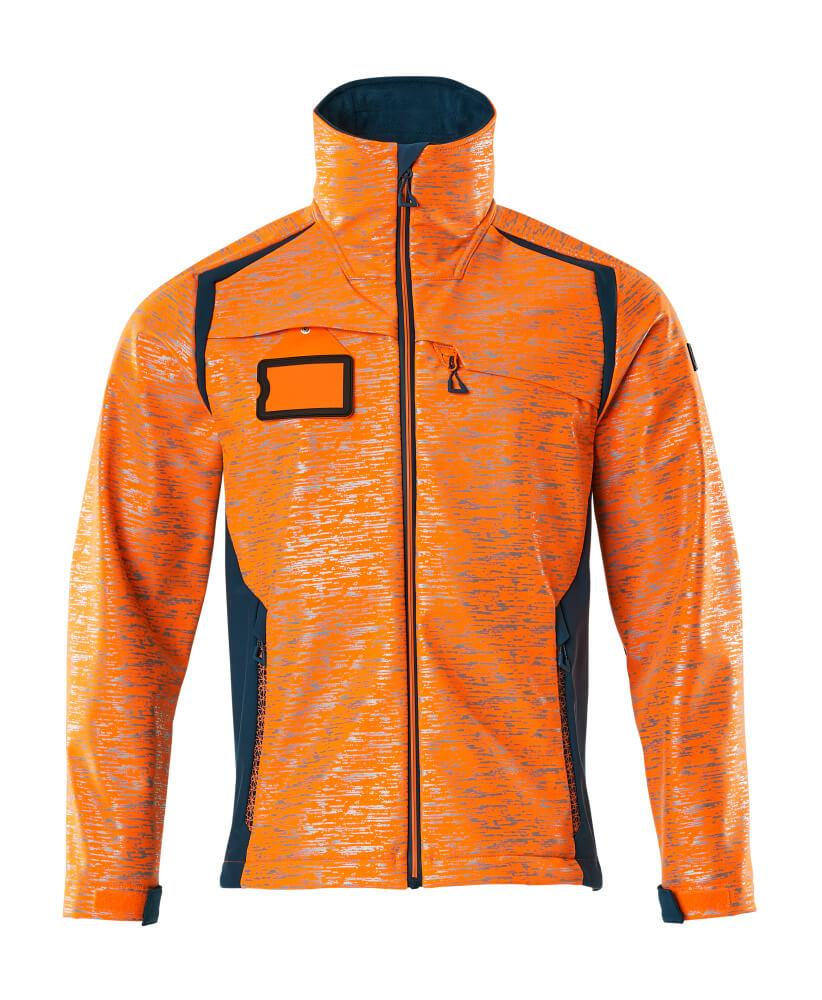 MASCOT® 19202-291-1444 Visibility Softshell Jacket | Hi-Vis Orange/Dark Petroleum