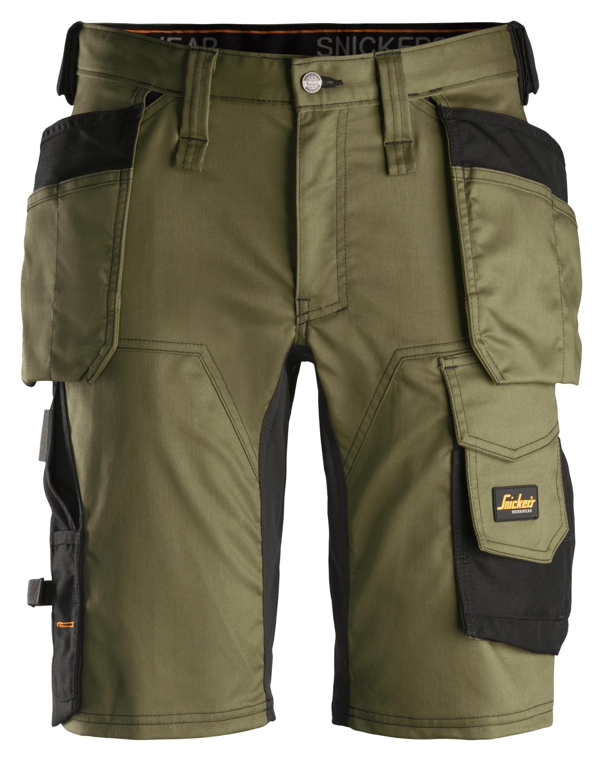Snickers U6141 AllroundWork Shorts | Stretch Panels | Holster Pockets | Khaki Green