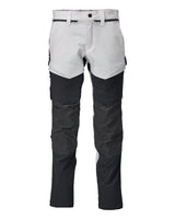 Gray and black work pants on a white background