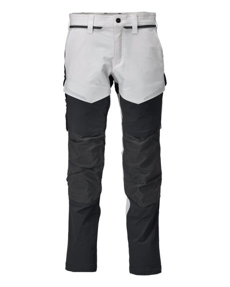 Gray and black work pants on a white background