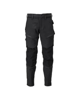 Black tactical pants with multiple pockets on a white background