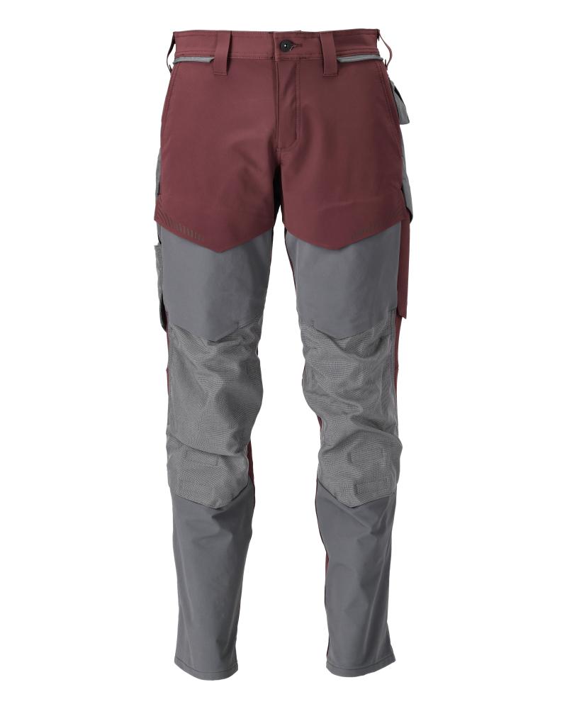 MASCOT Customized 22379-311-2289 Stretch Pants with Knee Pockets | Bordeaux/Stone Grey