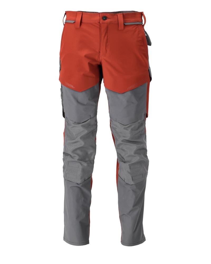 MASCOT Customized 22379-311-2489 Stretch Pants with Knee Pockets | Autumn Red/Stone Grey
