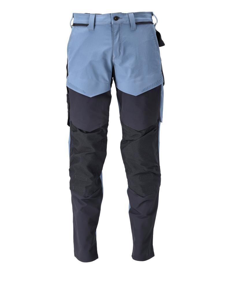 MASCOT Customized 22379-311-85010 Stretch Pants with Knee Pockets | Stone Blue/Dk Navy
