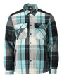MASCOT 23104-446 Forest Green Plaid work shirt showing quilt-lined sleeves and rugged outdoor construction.