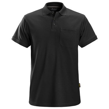 Front view of black Snickers U2708 Classic Polo Shirt for workwear