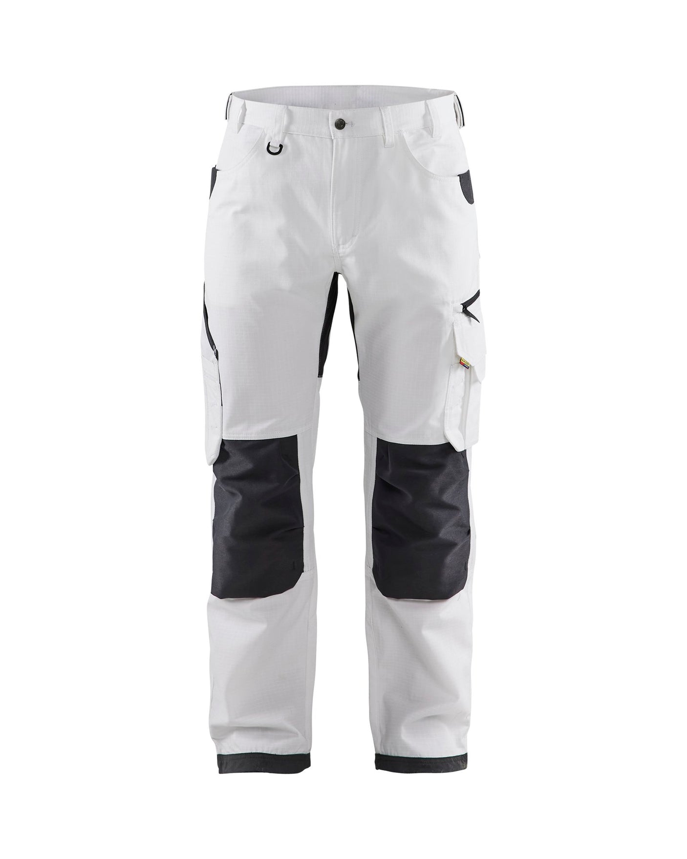 Front view of Blaklader 1690 Rip Stop Stretch Work Pants in 7oz breathable fabric with reinforced nail pockets.