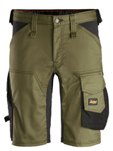 Front view of Snickers U6143 navy slim fit work shorts with cargo pockets