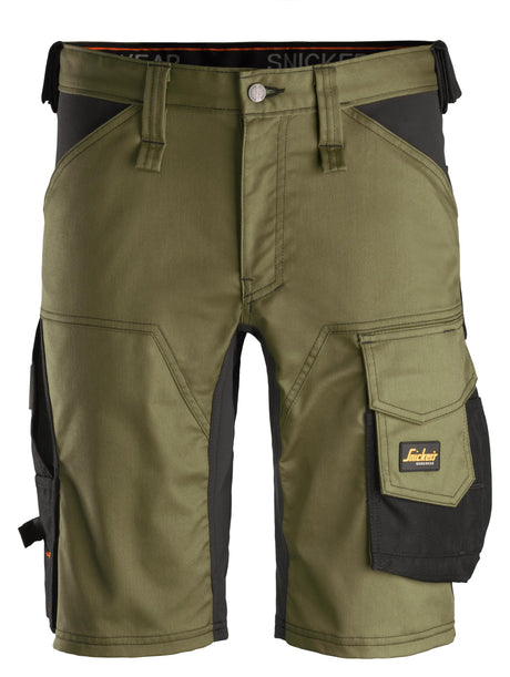 Front view of Snickers U6143 navy slim fit work shorts with cargo pockets
