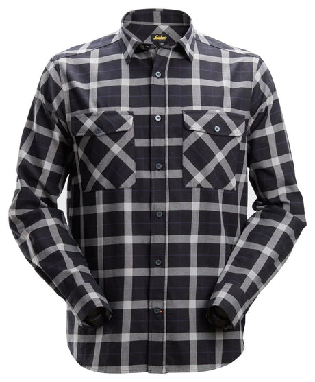 Snickers Workwear 8516 AllroundWork Flannel Checked Shirt - Ash/Chili Red