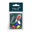Set of 5 Pica-Dry 7050 colored identification caps in white, yellow, red, blue, and green.