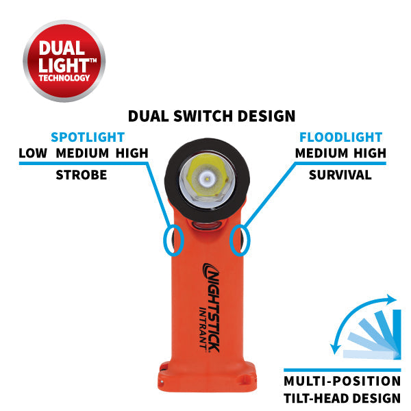 Nightstick INTRANT® Intrinsically Safe Dual-Light Angle Light | 3 AA | Red