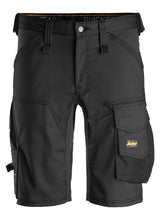 Front view of Snickers U6143 navy slim fit work shorts with cargo pockets