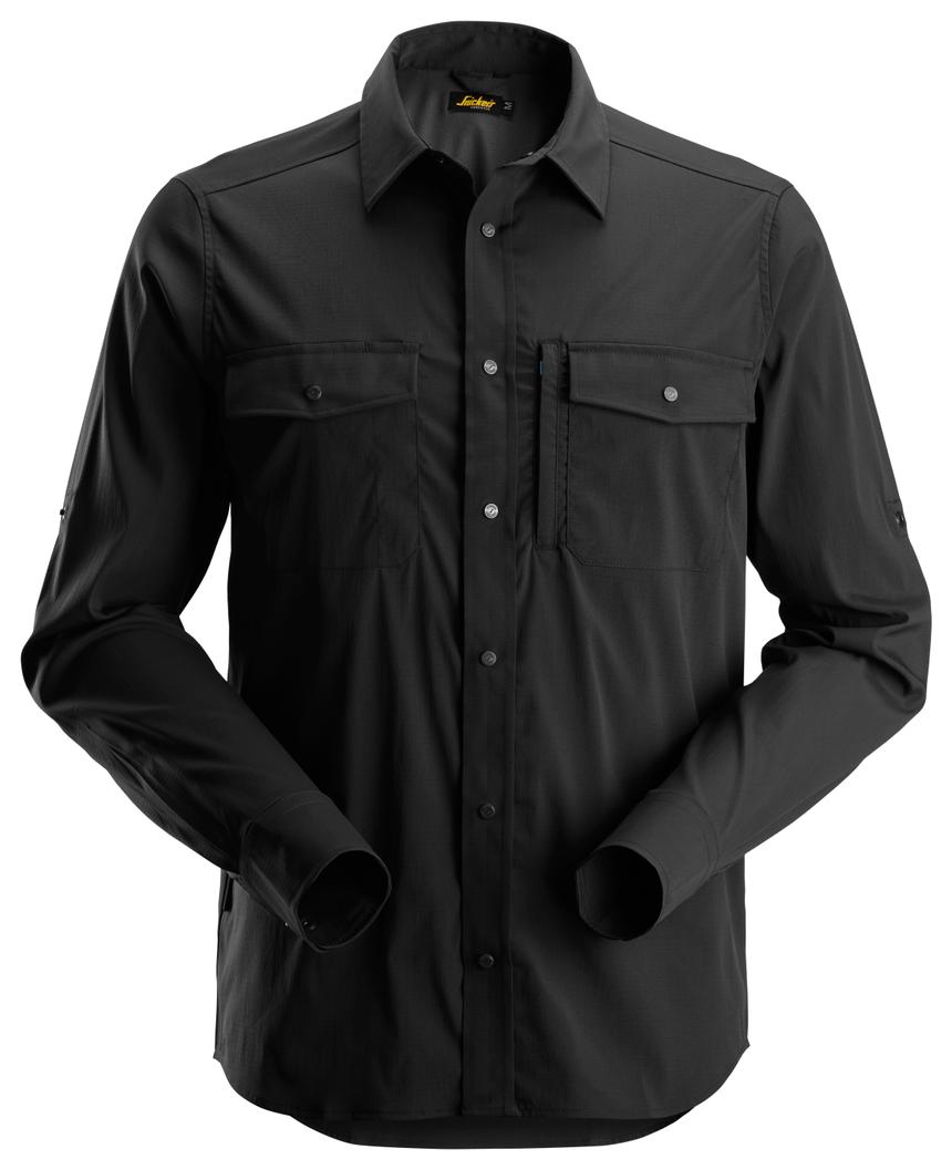 Snickers 8521 LiteWork Stretch Wicking Long Sleeve Shirt | Black