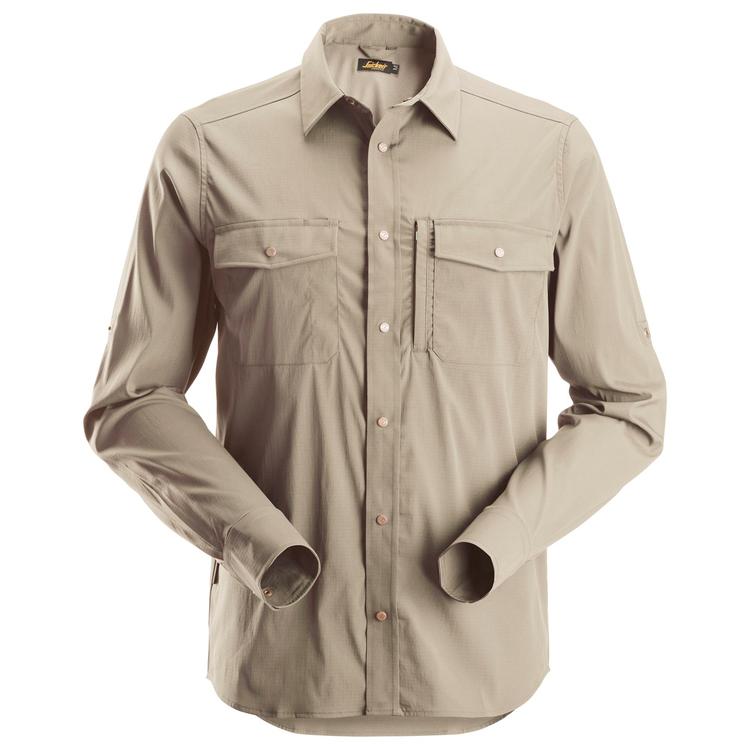 Snickers 8521 LiteWork Stretch Wicking Long Sleeve Shirt | Khaki