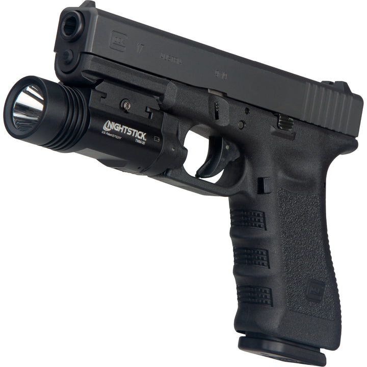 Nightstick Full Size Handgun Light w/programmable Strobe & Battery Safe Mode | 2 CR123 | Black