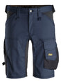 Front view of Snickers U6143 navy slim fit work shorts with cargo pockets