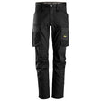 Front view of Snickers U6803 black slim fit stretch work pants without knee pockets
