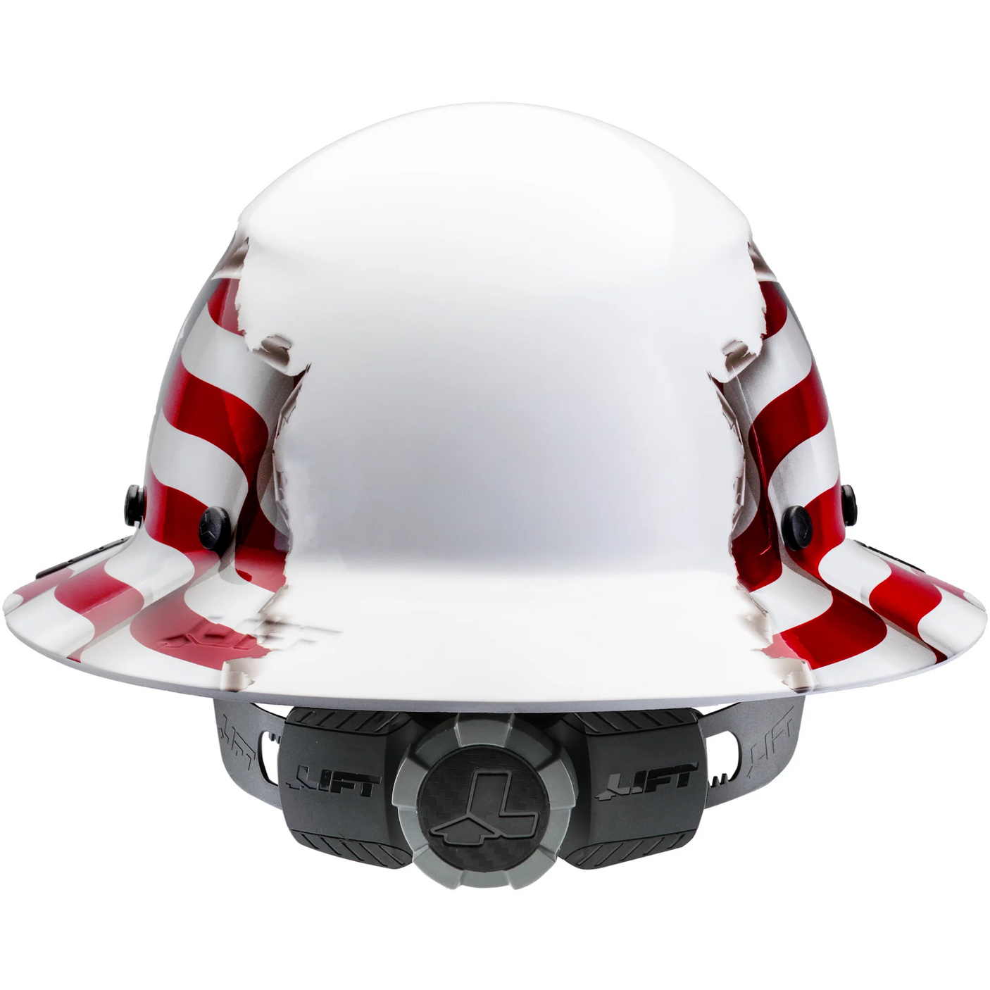 Lift Safety DAX America full brim hard hat featuring the American flag design on a fiber-reinforced resin shell
