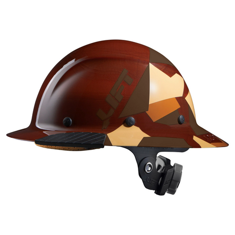 Front view of the Lift Safety DAX FIFTY50 fiber resin hard hat in Desert Camo with full brim