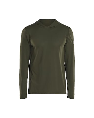 Front view of Blaklader 3516 Performance Hoodie in jacquard knit fabric with UPF 50+ sun protection.