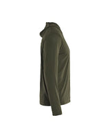 Side view of Blaklader 3516 lightweight work hoodie showing the woven brand label and flexible stretch fit.