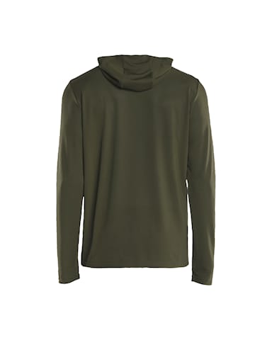 Back view of Blaklader 3516 Performance Hoodie highlighting integrated reflective tape for high visibility.