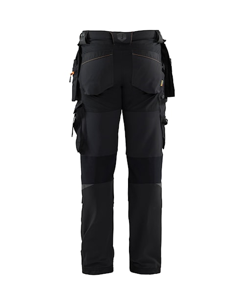 Blaklader 1622 4-Way Stretch Pants with Detachable Utility Pockets - Black/Orange
