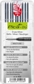Pica Dry Water-Soluble Refill leads in a green protective plastic box.