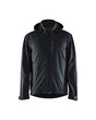 Front view of the Blaklader 4742 Hybrid Soft Shell Jacket featuring an insulated core, zippered chest pocket, and removable hood.