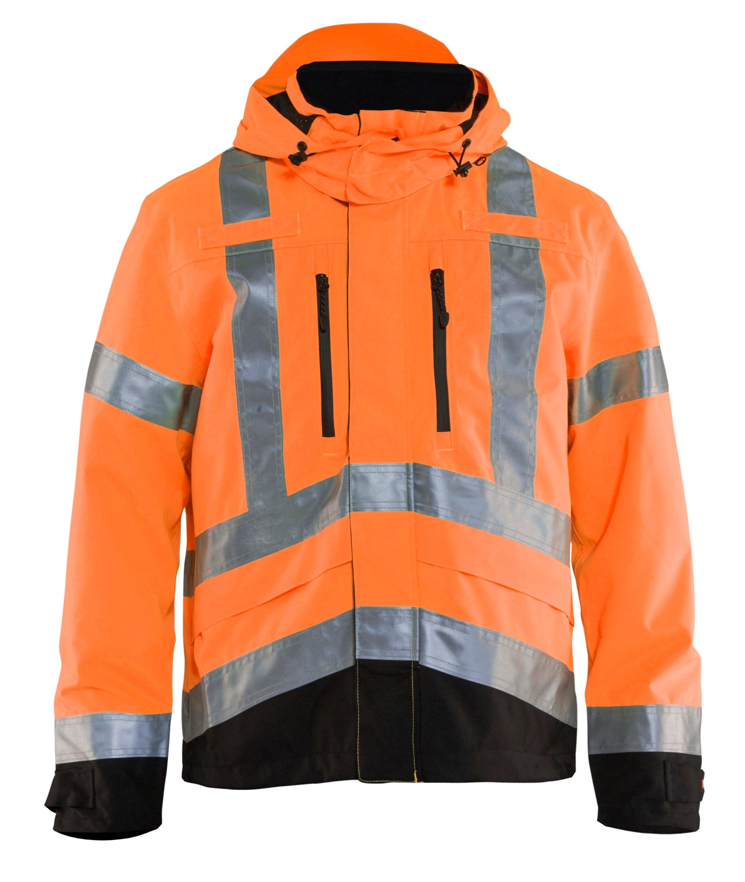 Blaklader 4937 Hi-Vis Waterproof Shell Jacket - Orange Hi-Vis/Black - Trusted Gear Company LLC