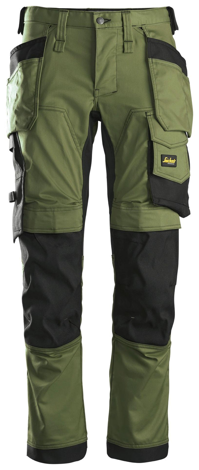 Snickers Workwear 6241 AllroundWork Stretch Trousers + Holster Pockets - Khaki Green/Black