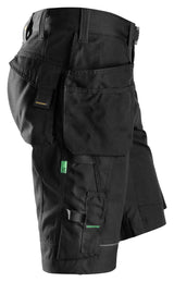 Snickers Workwear 6904 FlexiWork Stretch Ripstop Shorts + Holster Pockets - Black/Black