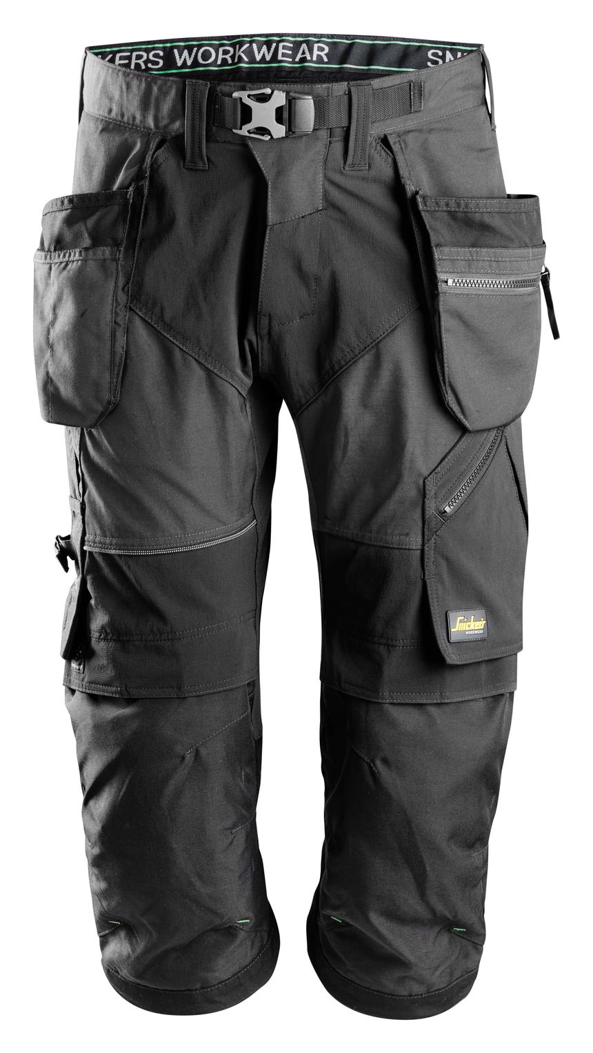 Snickers Workwear 6905 FlexiWork Ripstop Pirate Trousers + Holster Pockets - Steel Grey/Black